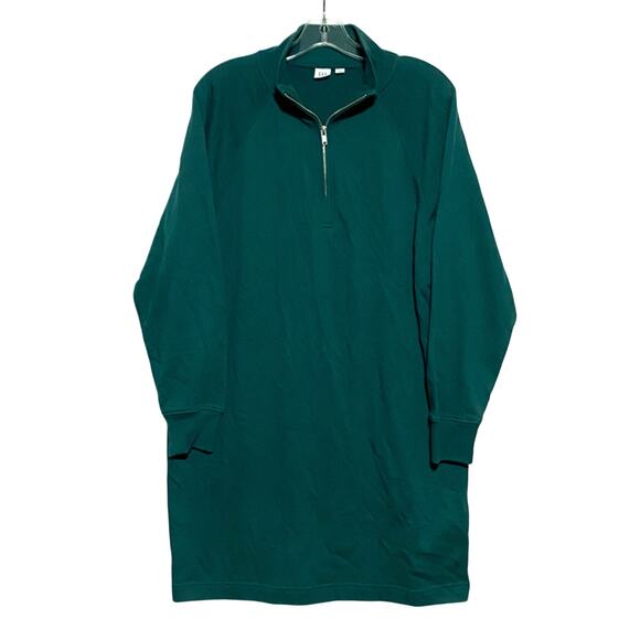 Gap Green Sweatshirt Sweater Dress Long Sleeve 1/4 Zip Womens M Preppy Capsule - Picture 1 of 9